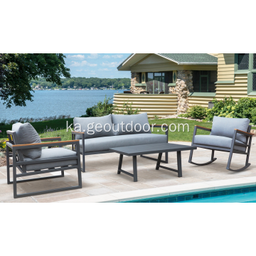 4pcs patio ბაღი გამოიყენოთ swivel sofa ნაკრები